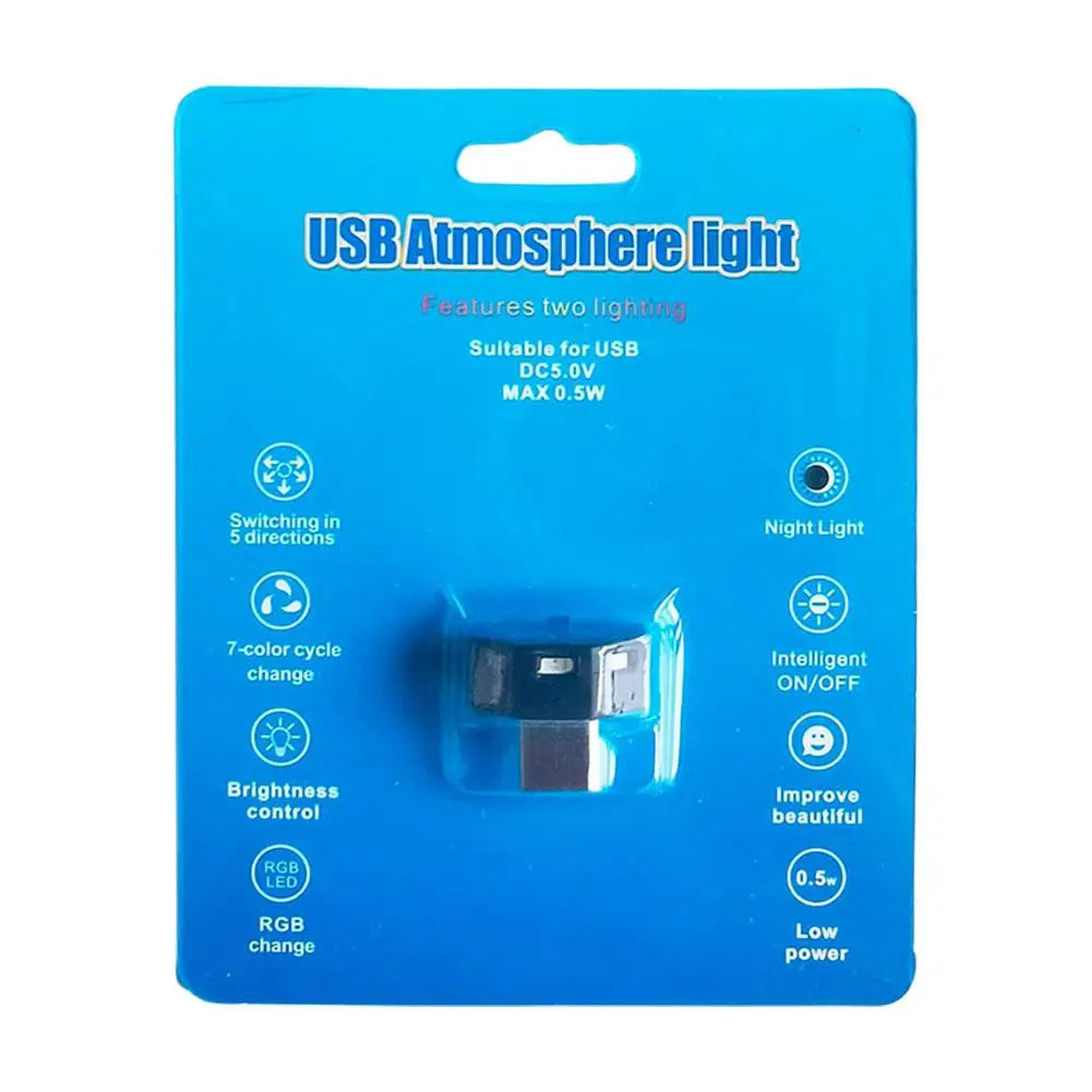 Mini USB-C RGB LED Car Ambient Light – 8-Color Interior Neon Car Ambient Light SPOT