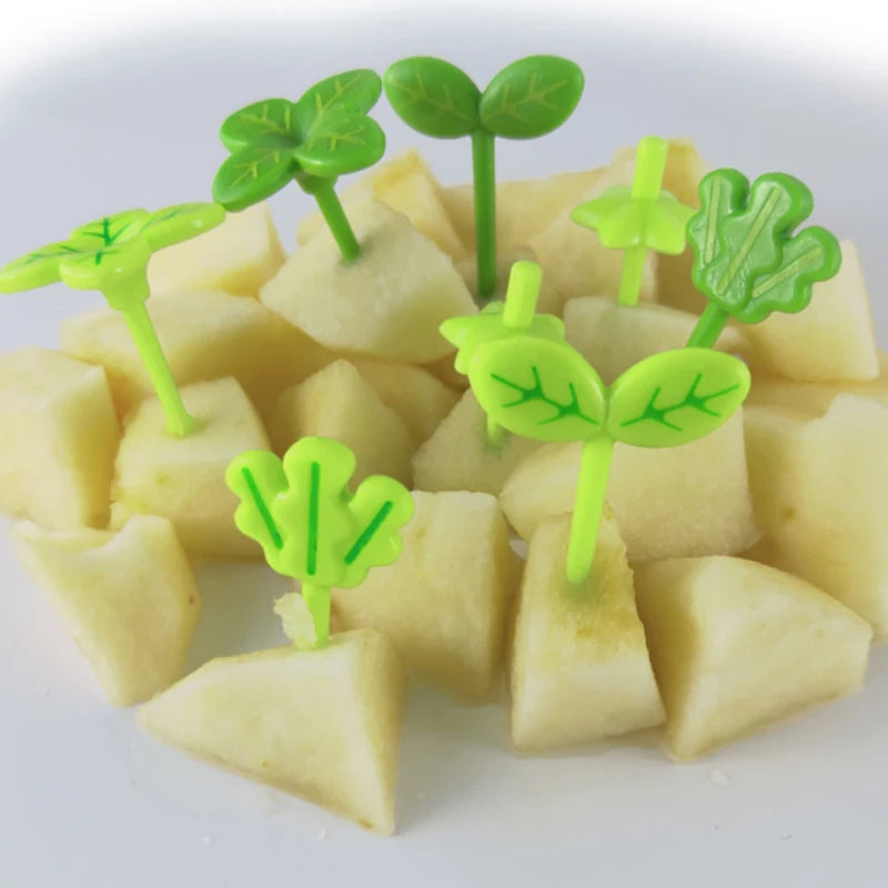 8-Pack Leaf Mini Fruit Forks – Bento Lunch Box Picks for Kids Mini Fruit Forks SPOT