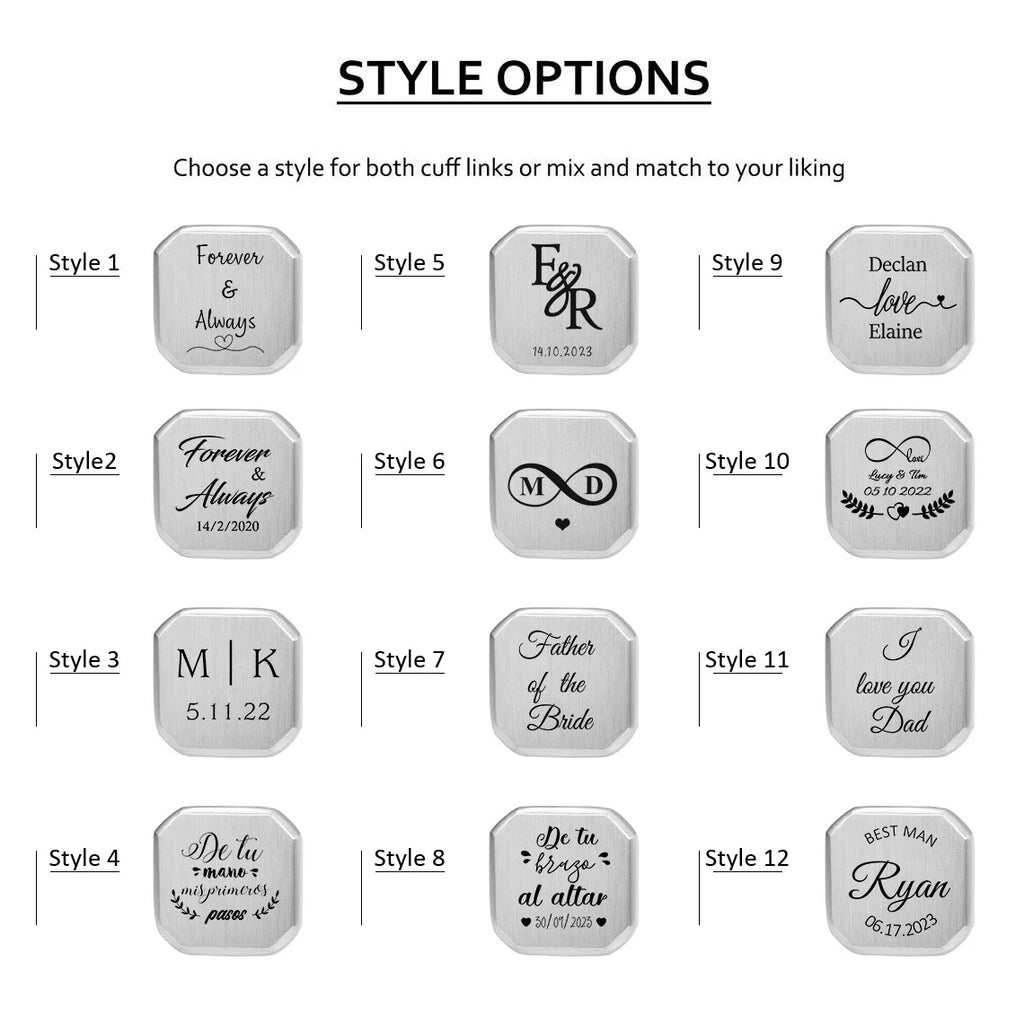 Personalized Engraved Cufflinks for Men – Custom Text & Logo Engraved Cufflinks SPOT