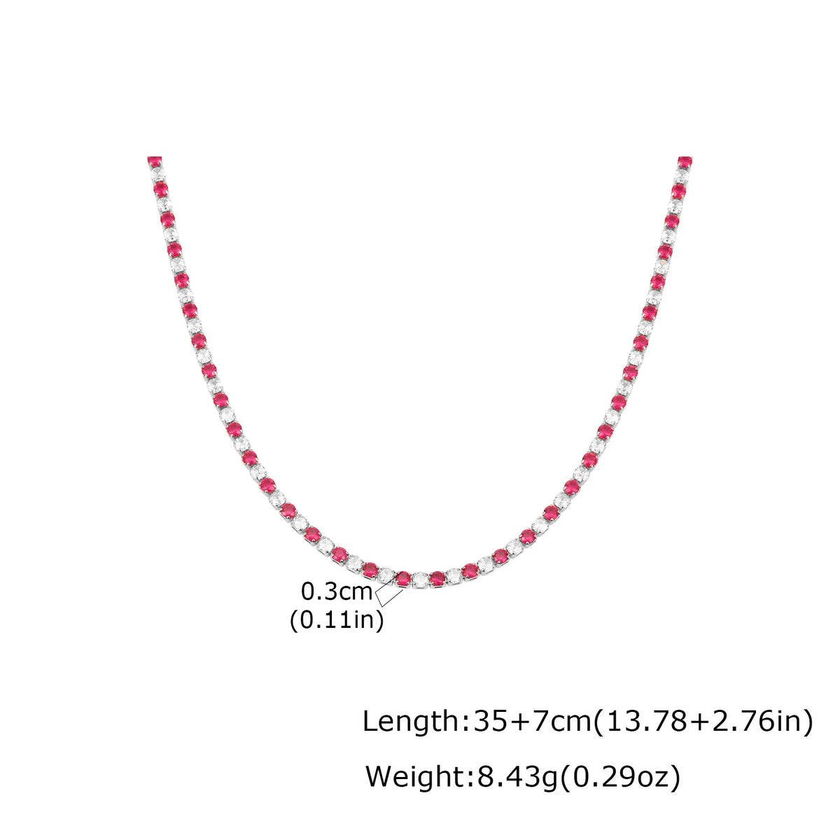 Iced Out Tennis Choker Necklace – 3mm Waterproof Chain Choker Necklace SPOT PNC-161S03 35cm-42cm