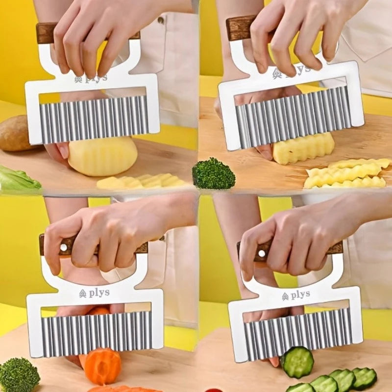 Stainless Steel Wavy Knife Potato Peeler & Veg Flower Cutter Vegetable Peeler Slicer SPOT