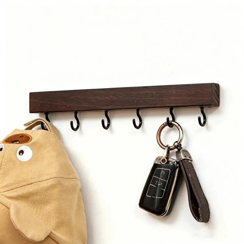 Wooden Wall Hook Rack – 6 Heavy-Duty Hooks, Cartoon Kids Decor Wall Hook Rack SPOT