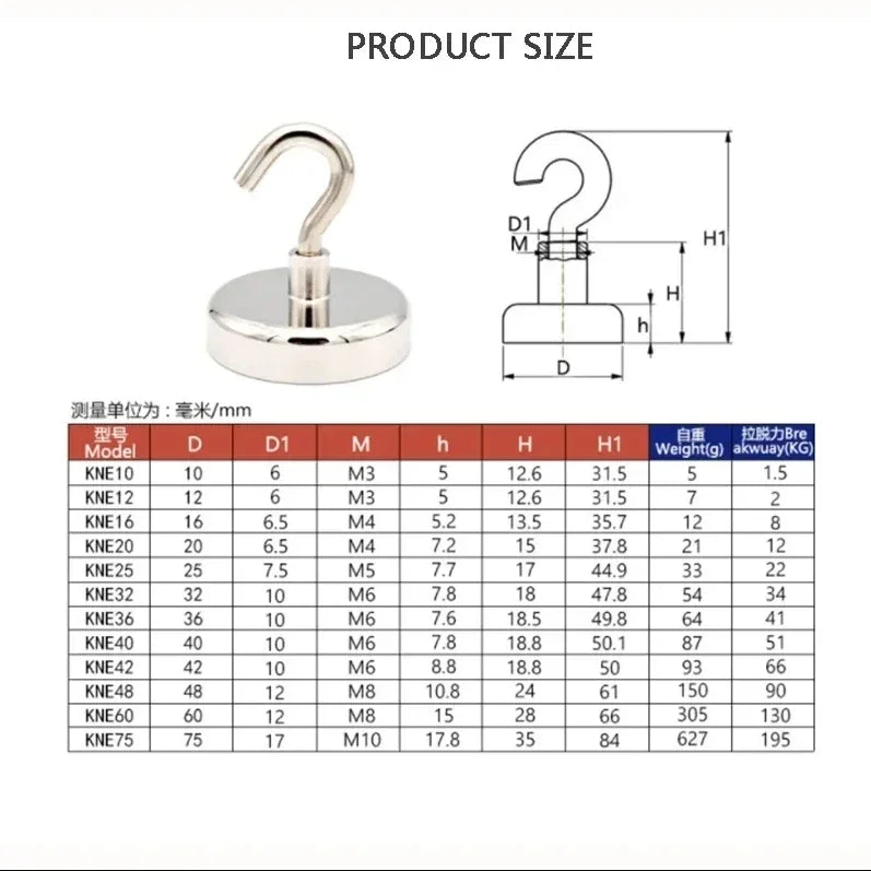 Heavy-Duty Magnetic Wall Hook – Stainless Steel Organizer Magnetic Wall Hook SPOT 12mm 3pcs