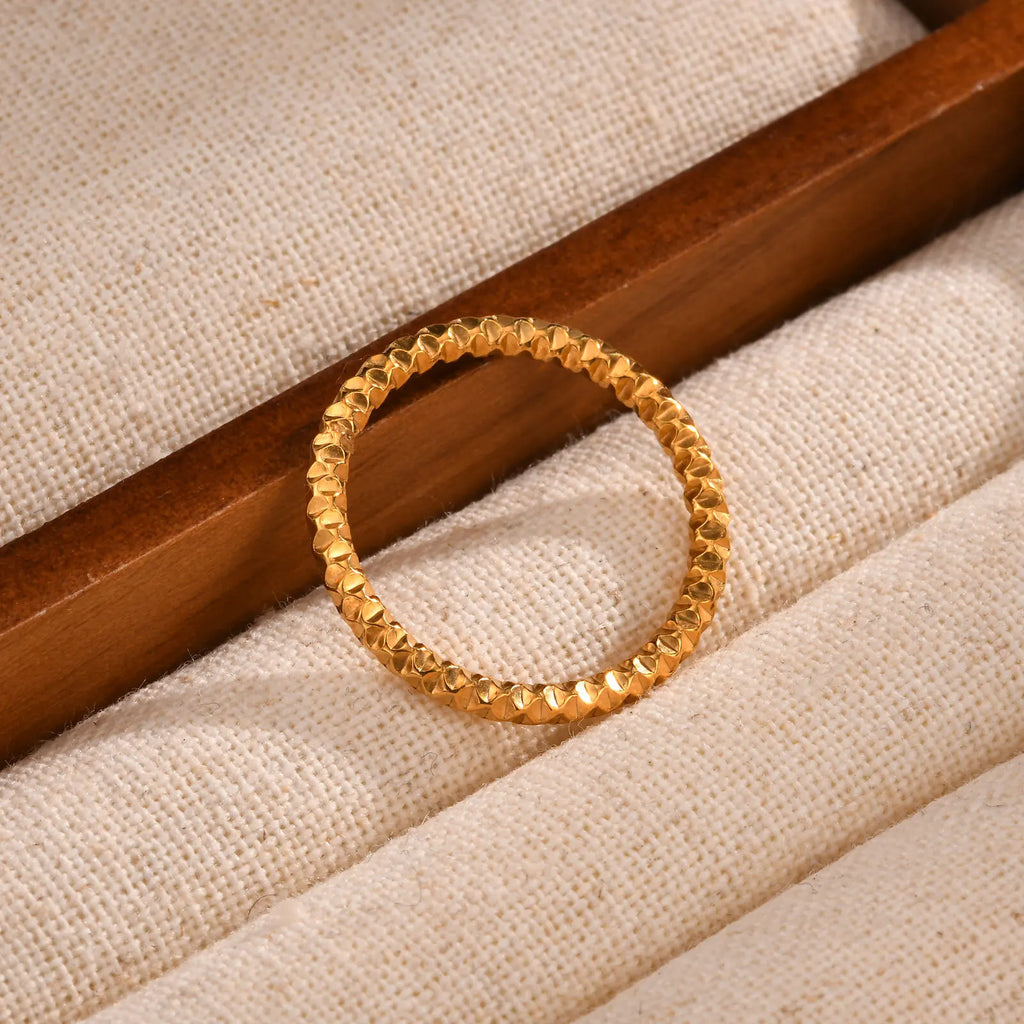 Hammered 18K Gold Plated Stacking Ring – 2mm Midi Knuckle Stacking Ring SPOT