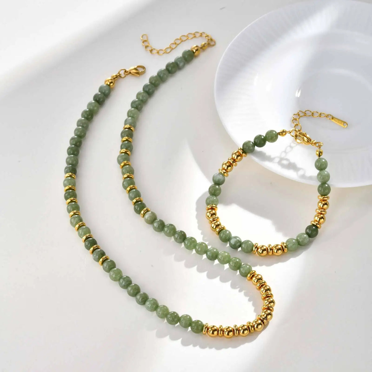 Meaeguet Natural Stone Beaded Bracelet – Women's Gold Charm Beaded Charm Bracelet SPOT