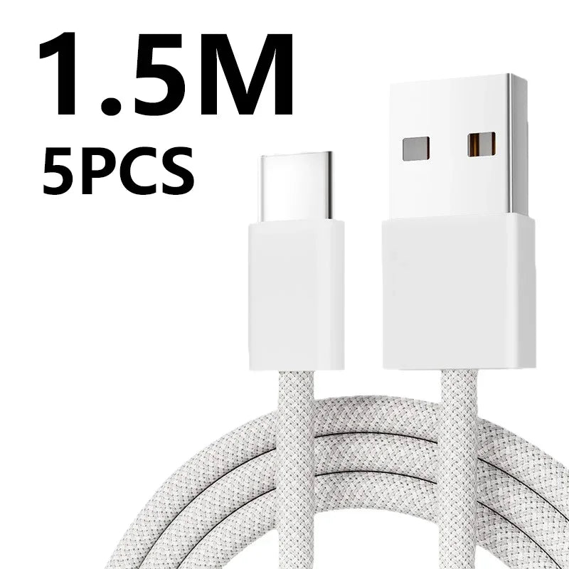 5-Pack USB-A to USB-C 240W Fast Charging & Data Cables USB-C Charging Cable SPOT White 1.5m