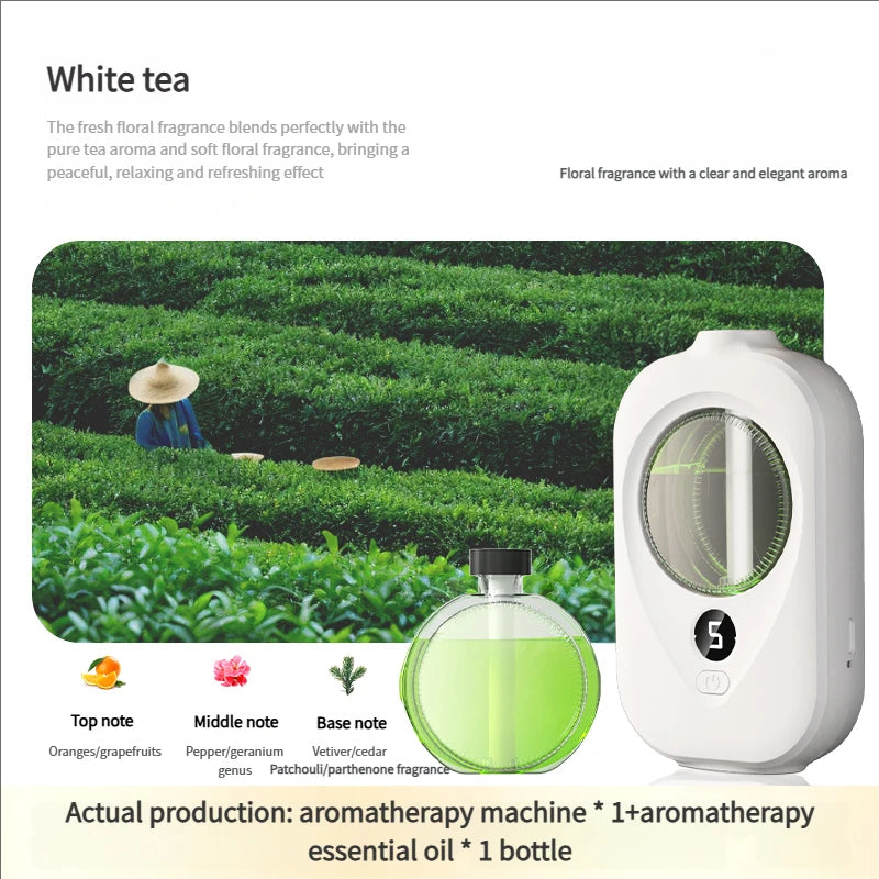 Smart Wall-Mounted Essential Oil Diffuser – Auto Aromatherapy Essential Oil Diffuser SPOT 1PC White tea Oil