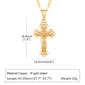 CZ Crucifix Cross Pendant Necklace – Gold Figaro Chain Cross Pendant Necklace SPOT PNB-296G