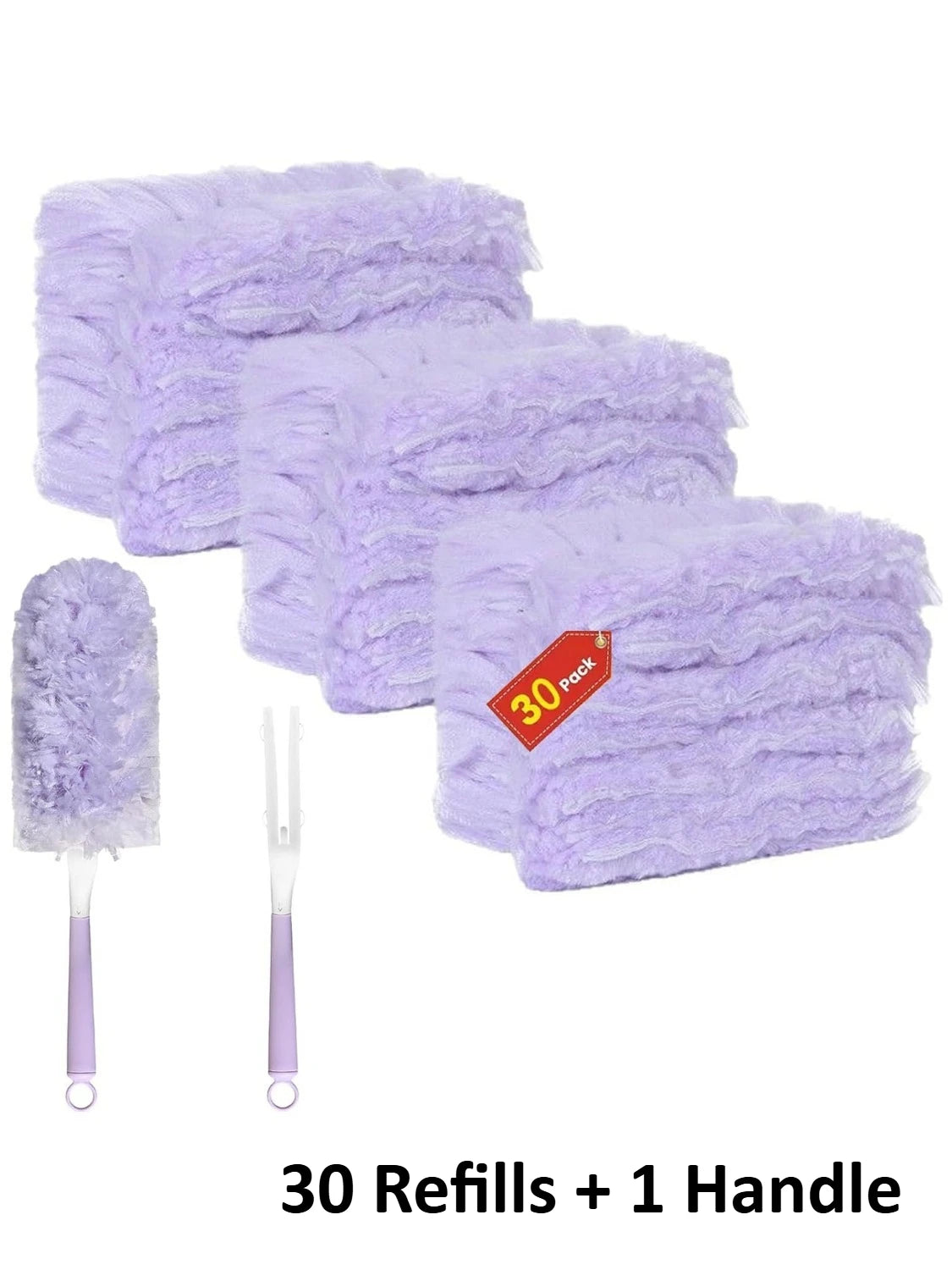 Heavy-Duty Fluffy Fiber Duster Set – Multi-Surface Cleaning Tool Duster Cleaning Set SPOT 30 Refills 1 Handl