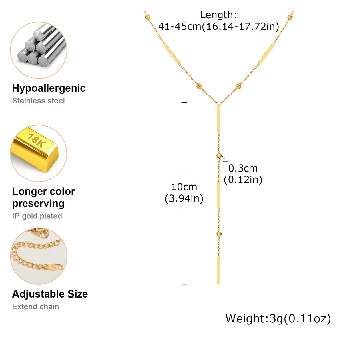 Beaded Y-Shape Necklace – Minimalist Gold Bar Pendant | Meaeguet Chain Pendant Necklace SPOT