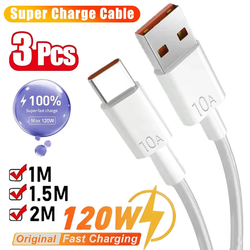 120W USB to USB-C Fast Charging Cable | 10A, 1–2M, 1–3 Pack USB-C Charging Cable SPOT