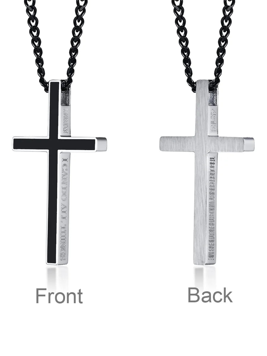 Men's Stainless Steel Cross Pendant Necklace – 24" Link Chain Cross Pendant Necklace SPOT PN-620-1 picture Pendant with Chain