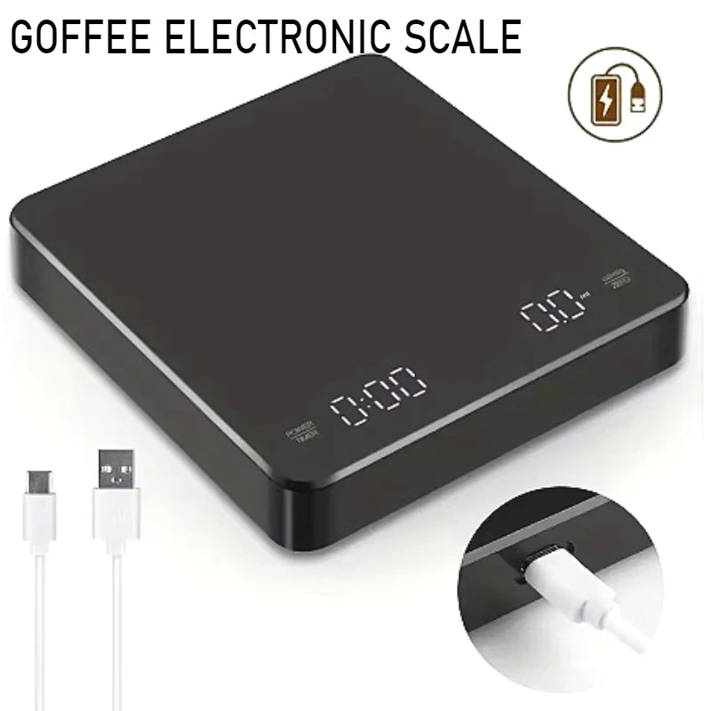 Digital Coffee Scale with Timer & LED – 3kg/0.1g USB Rechargeable Digital Kitchen Scale SPOT