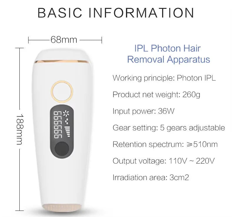 DUTRIEUX Mini IPL Hair Removal Device | 990K Flashes, 5 Levels IPL Hair Removal Device SPOT