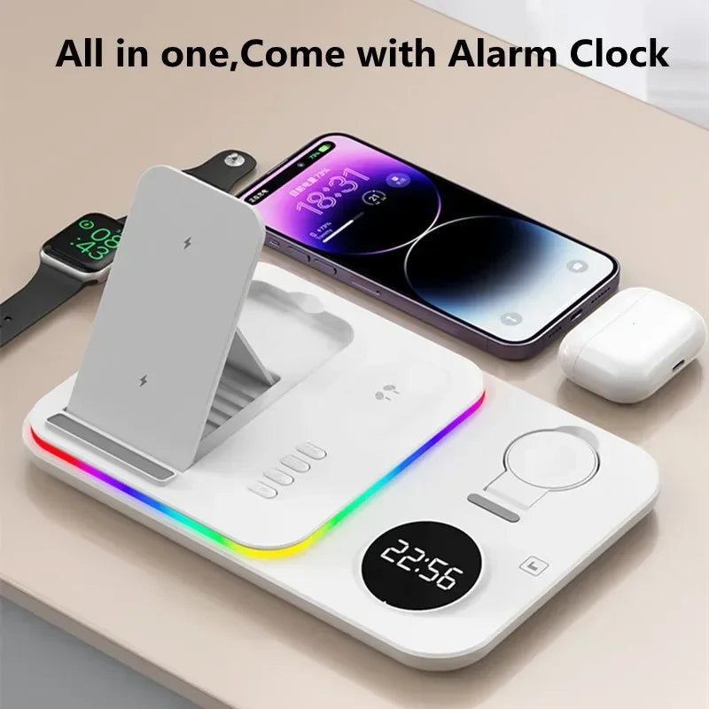 VIKEFON 4-in-1 Wireless Charging Station with Clock & Night Light Wireless Charging Station SPOT