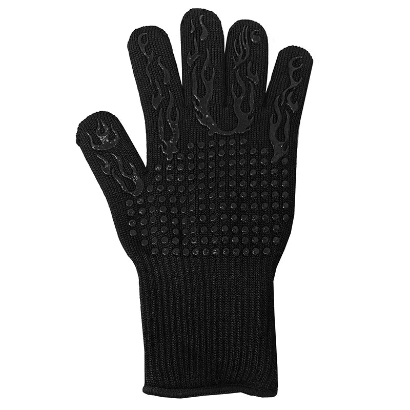 Silicone BBQ Gloves – Heat-Resistant Oven Mitts Non-Slip BBQ Oven Mitts SPOT Black A
