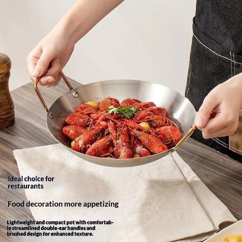Stainless Steel Round Wok – Dual Handle, Even Heat, Easy Clean Stainless Steel Wok SPOT