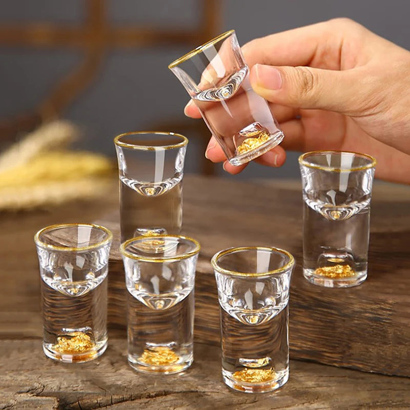 Crystal Liquor Glass – Gold Foil Double Bottom, Lead-Free 10ML Crystal Shot Glass SPOT