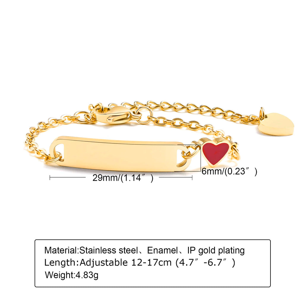 Personalized Heart Bracelet – Engraved Name & Date, Stainless Steel Personalized Bracelet SPOT