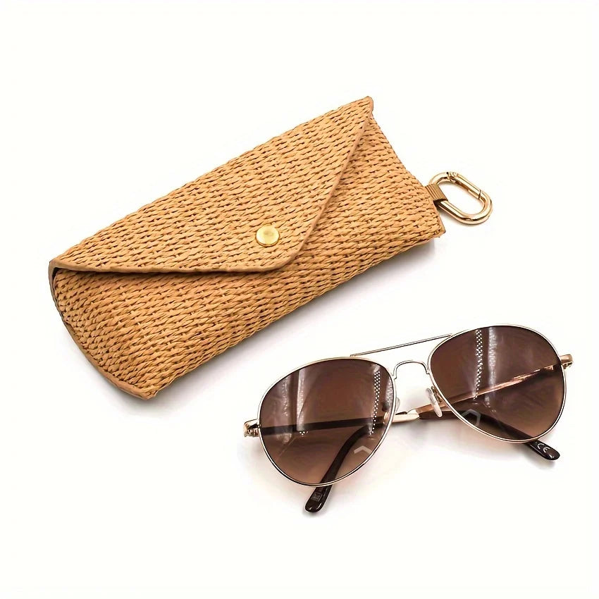 Woven Straw Eyeglass Case with Hook – PP Glasses Pouch Eyeglass Case SPOT