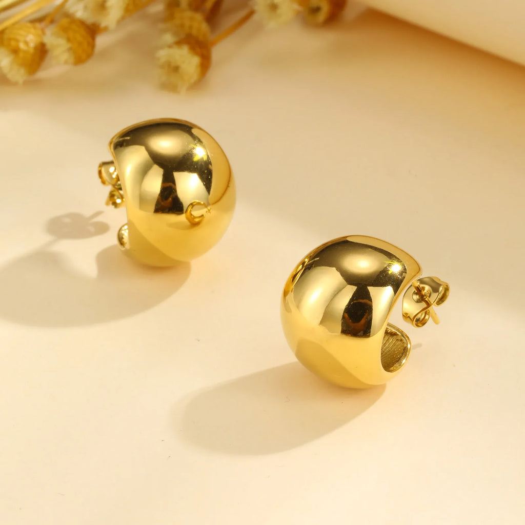 Chunky Geometric Hoop Earrings – Gold Stainless Steel Huggie Hoop Earrings SPOT