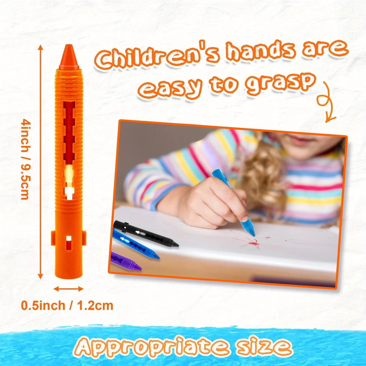 6-Pack Washable Bath Crayons for Kids – Non-Toxic Bathtub Markers Bath Crayons Set SPOT