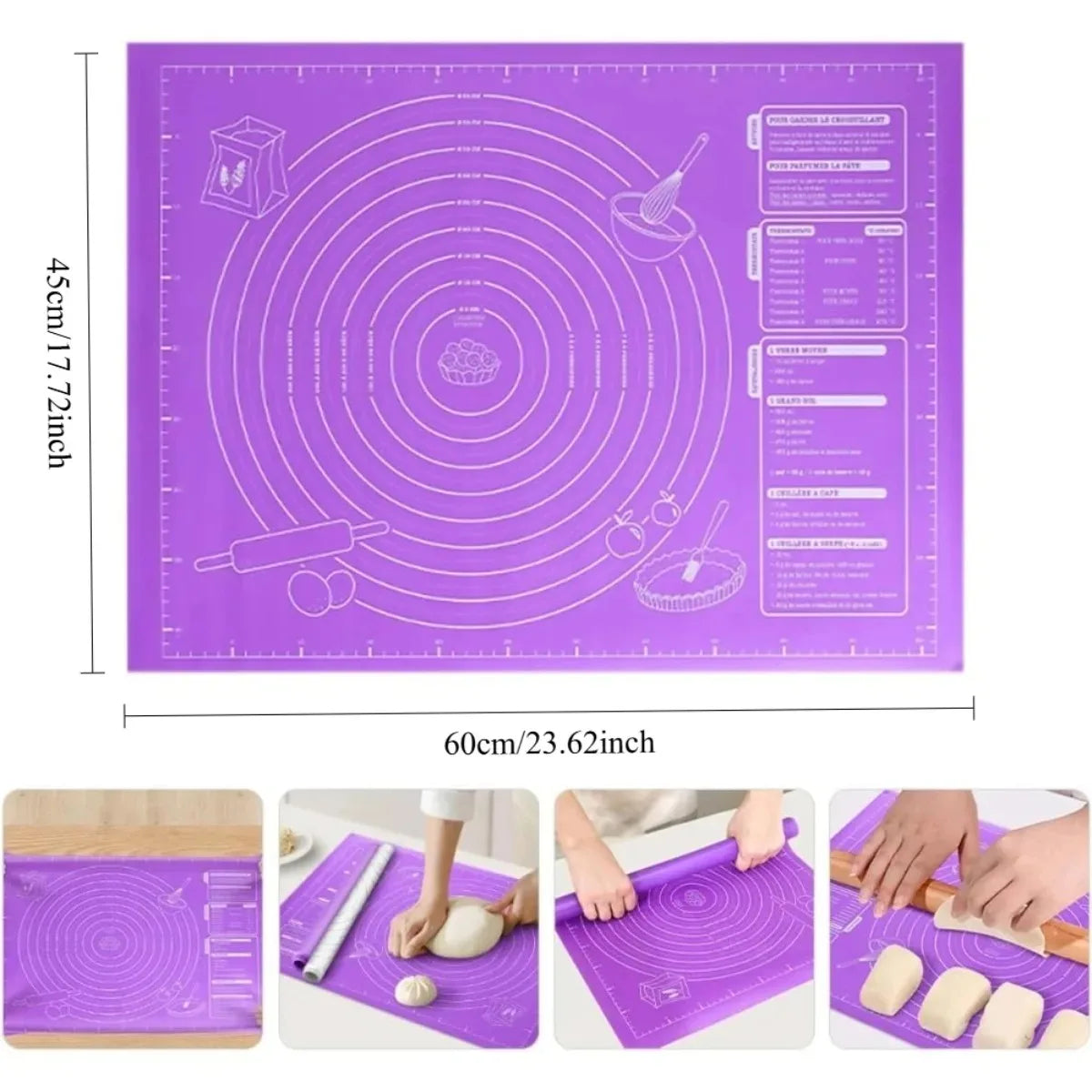 Silicone Baking Mat with Measurements – Non-Stick Kneading Pad Silicone Baking Mat SPOT