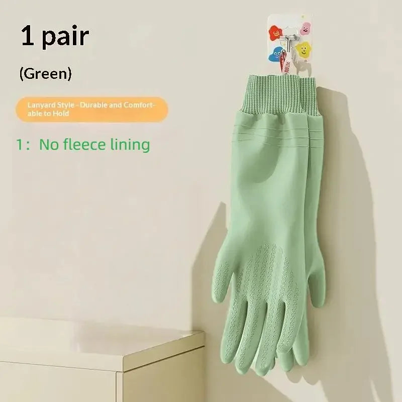 Waterproof Fleece-Lined Dishwashing Gloves – Warm & Durable Cleaning Gloves SPOT 1 Green