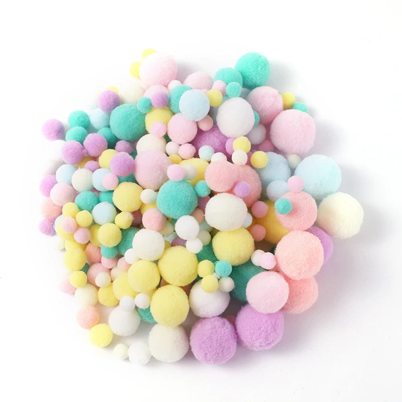260-Pack Colorful Fluffy Pom Pom Balls 10–30mm DIY Craft Decor DIY Craft Pom Poms SPOT