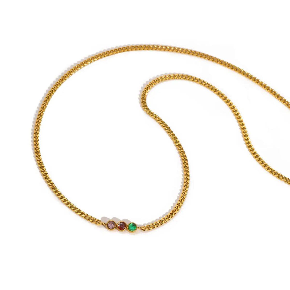 18K Gold Plated Colorful Zircon Cuban Chain Necklace Women Chain Necklace SPOT