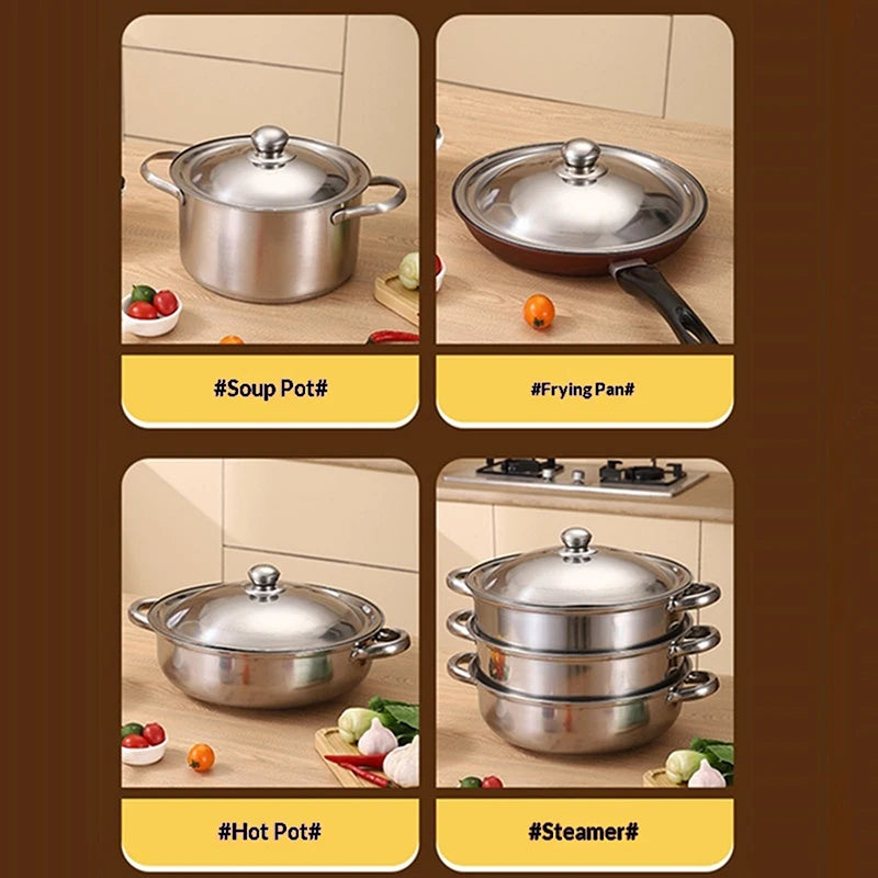 Stainless Steel Universal Pot Lid 10–32cm | Skillet Wok Cover Pot Lid SPOT