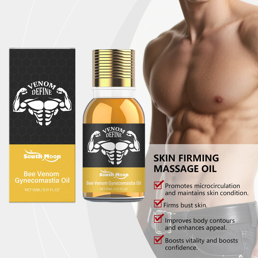Men's Chest Firming Massage Oil – Bee Venom & Plant Extracts Body Sculpting Oil SPOT