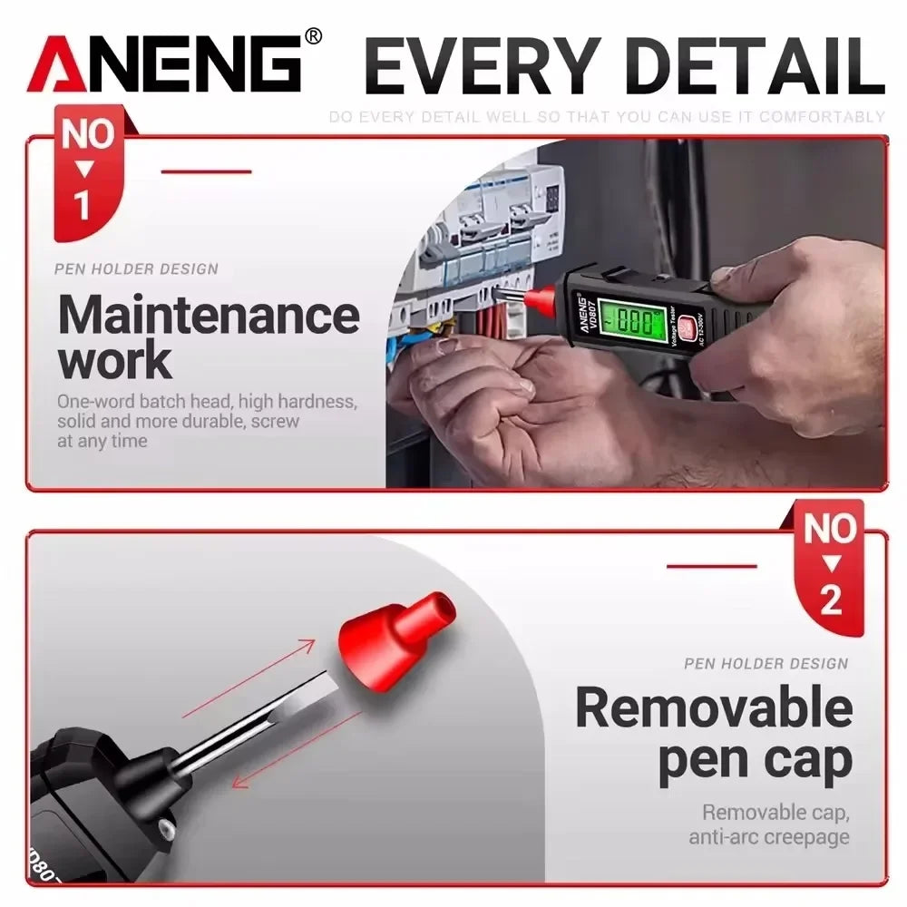 ANENG VD807 Non-Contact Voltage Tester Pen – NCV Wire Detector Voltage Tester Pen SPOT