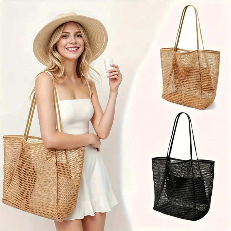Women's Large Capacity Beach Tote Bag – Woven Polyester Beach Tote Bag SPOT