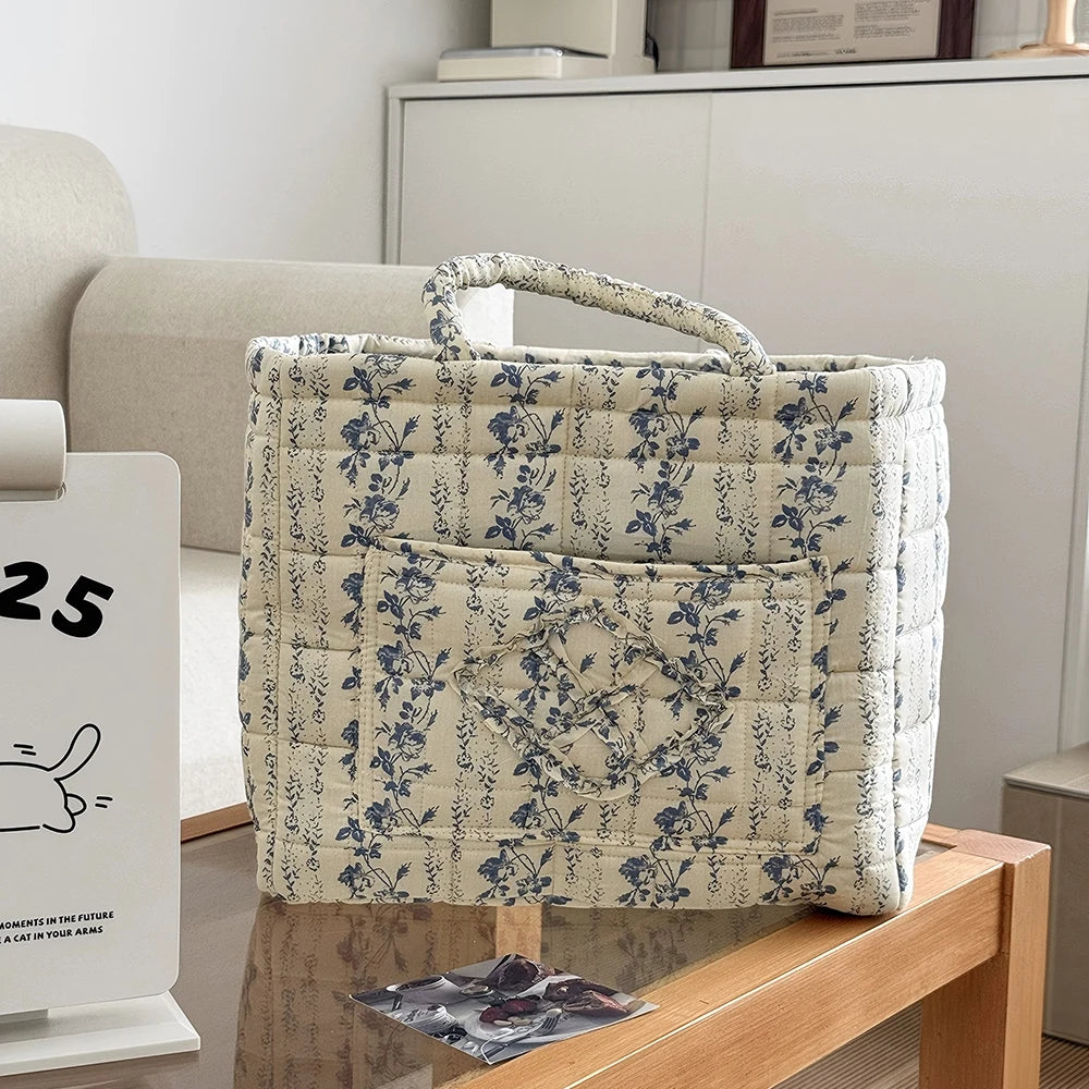 Vintage Floral Foldable Storage Basket with Handle | 32×26cm Foldable Storage Basket SPOT 9