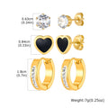 Gold Plated Black Flower Stud & CZ Hoop Earrings Set for Women Earrings Set SPOT EH-875G