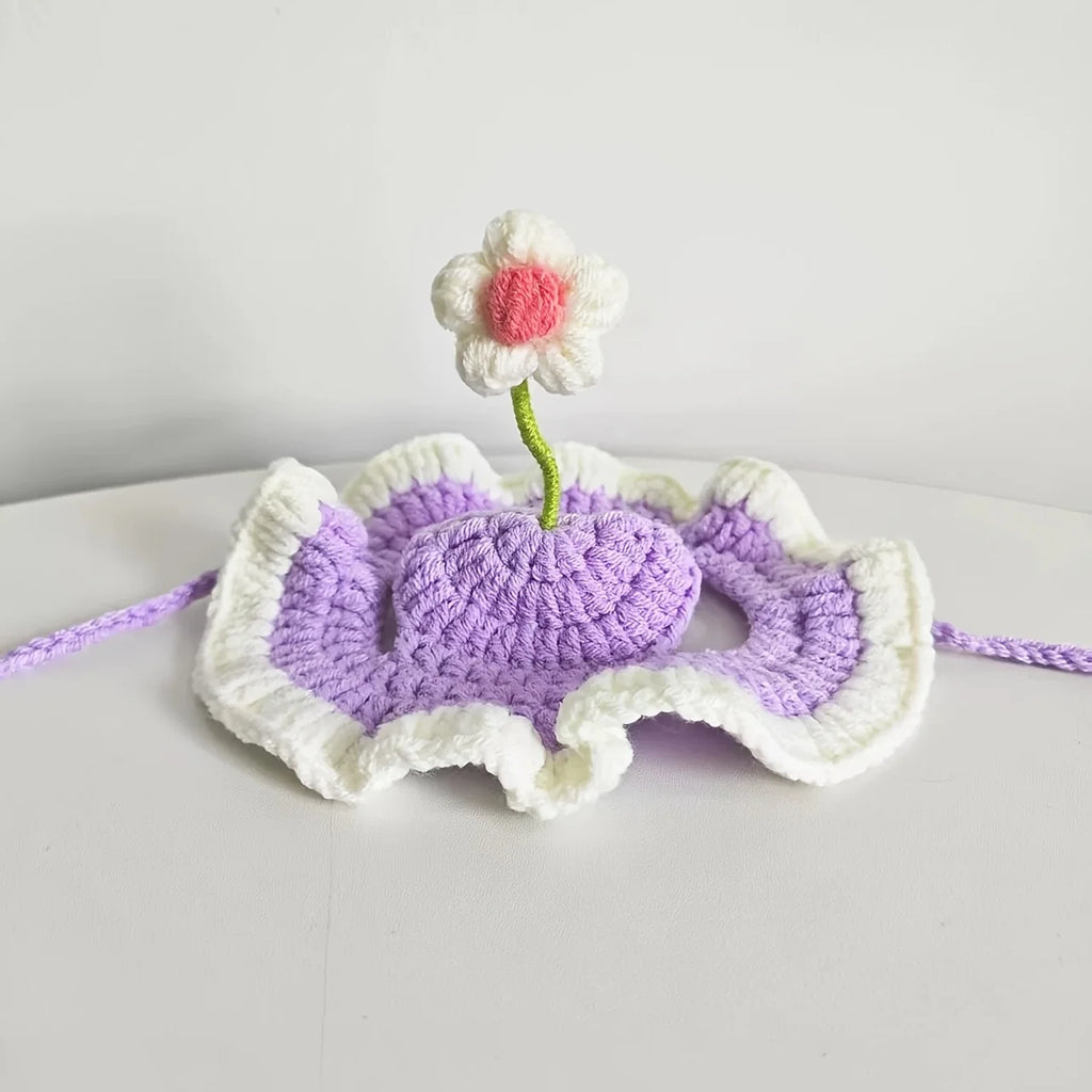 Cute Flower Crochet Pet Hat – Knit Cap for Cats & Small Dogs Pet Costume Hat SPOT