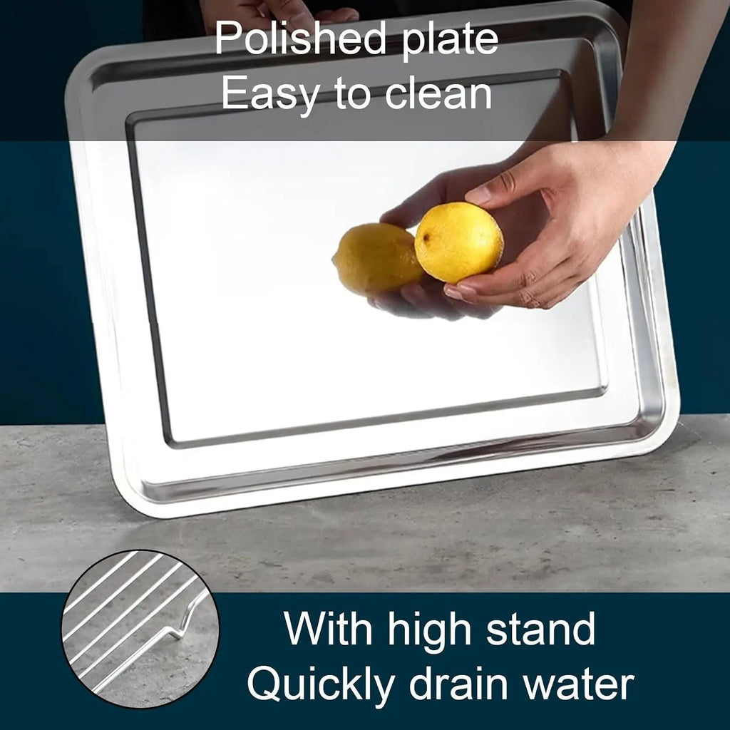 Stainless Steel Oil Draining Tray with Mesh Rack | Fried Food Oil Draining Tray SPOT