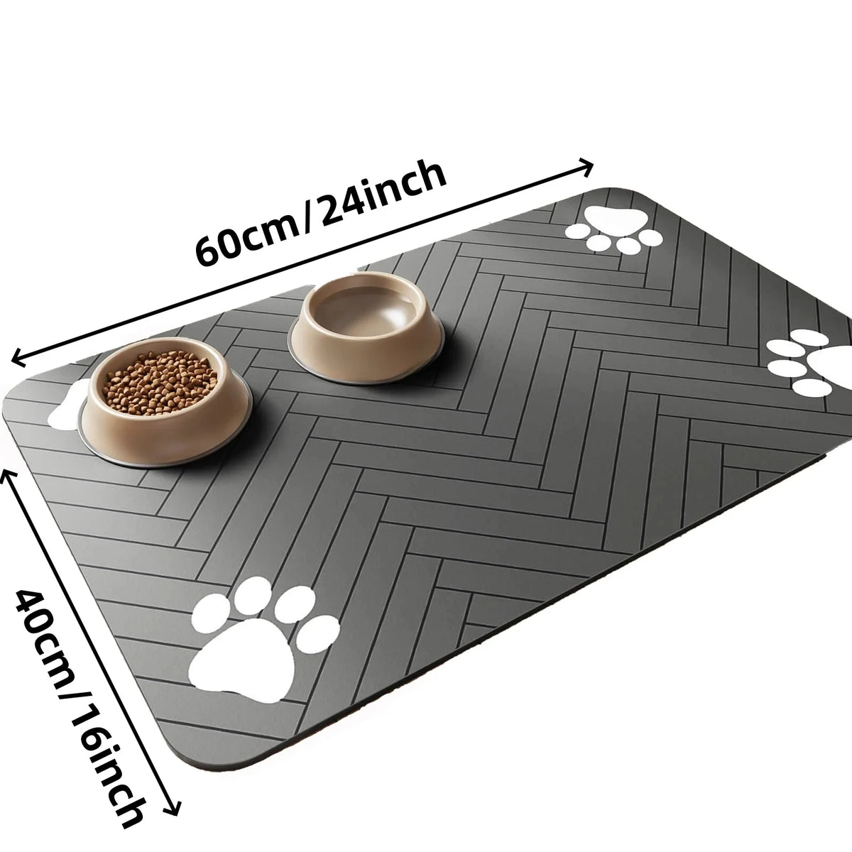 Waterproof Non-Slip Dog Food Mat – Absorbent Feeding Tray S/M Pet Feeding Mat SPOT black40X60