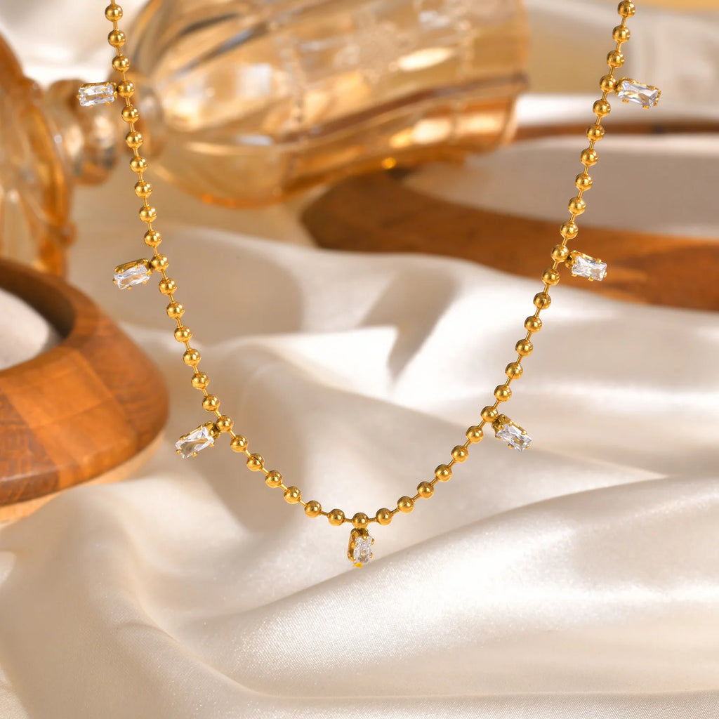 Tiny Cubic Zirconia Pendant Necklace – Tarnish-Free Gold Pendant Necklace SPOT