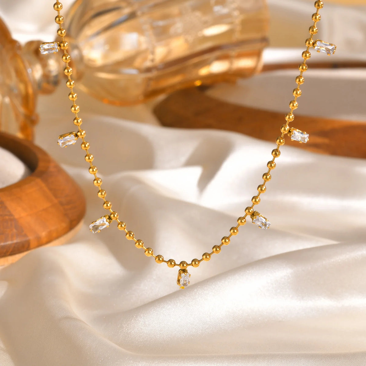 Tiny Cubic Zirconia Pendant Necklace – Tarnish-Free Gold Pendant Necklace SPOT