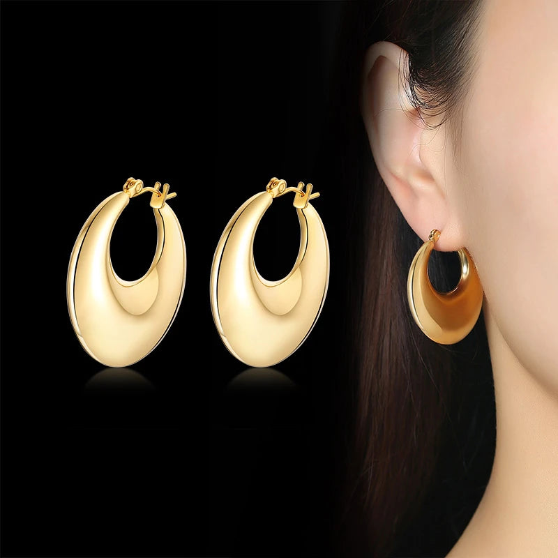 Moon Hoop Earrings for Women – Gold Stainless Steel Crescent Hoop Earrings SPOT