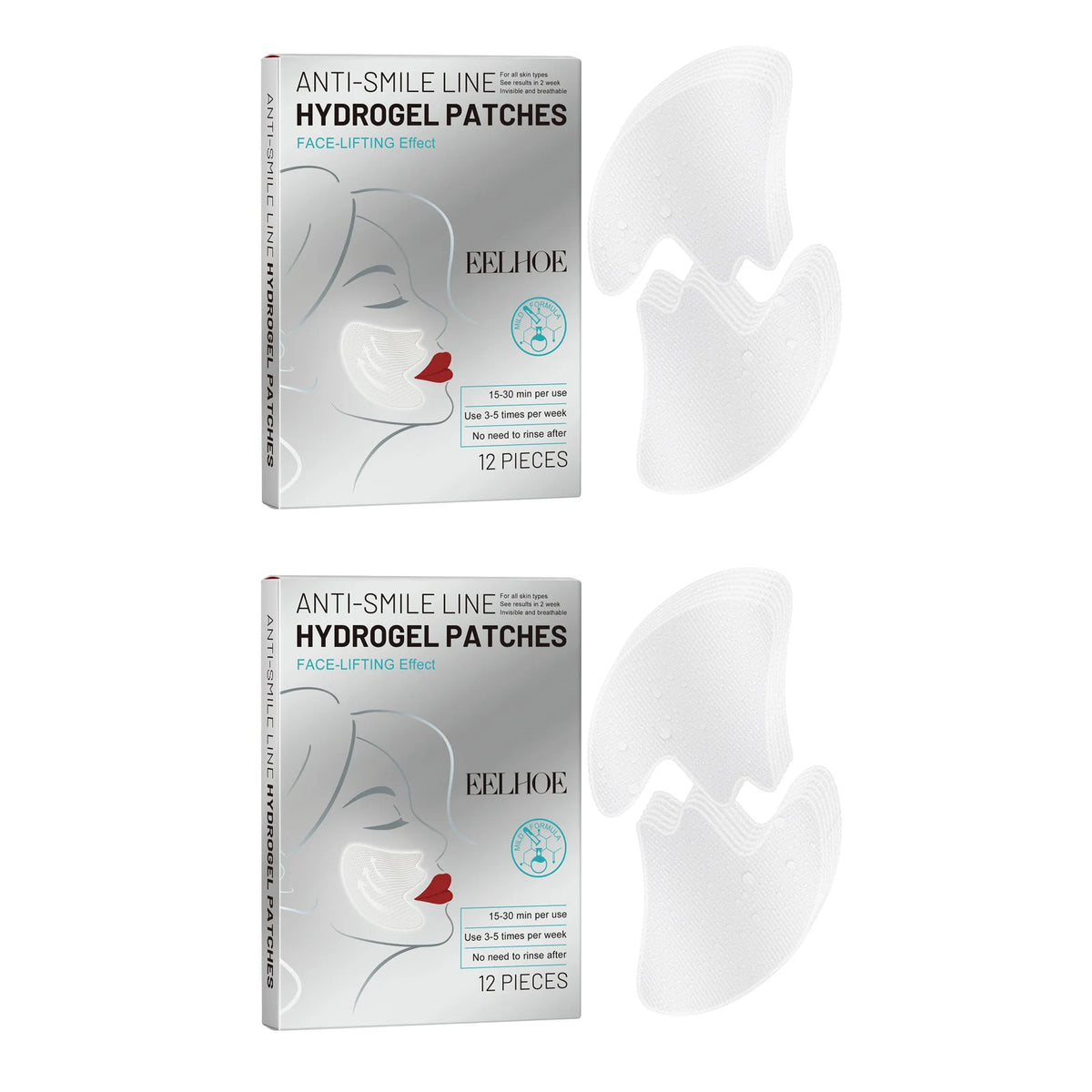 Eelhoe Smile Line Patches – Hydrating Firming Facial Pads 12pc Facial Skin Patches SPOT 2 x 12Pcs Boxed