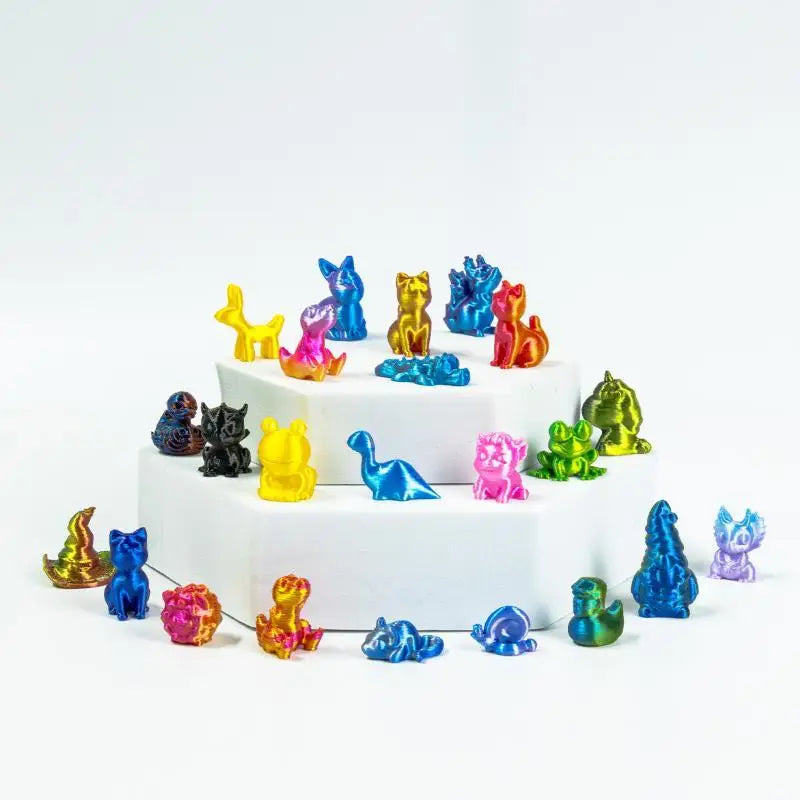 3D Printed Mini Animal Figurines – Vibrant Mixed Color Set Mini Decorative Figurines SPOT