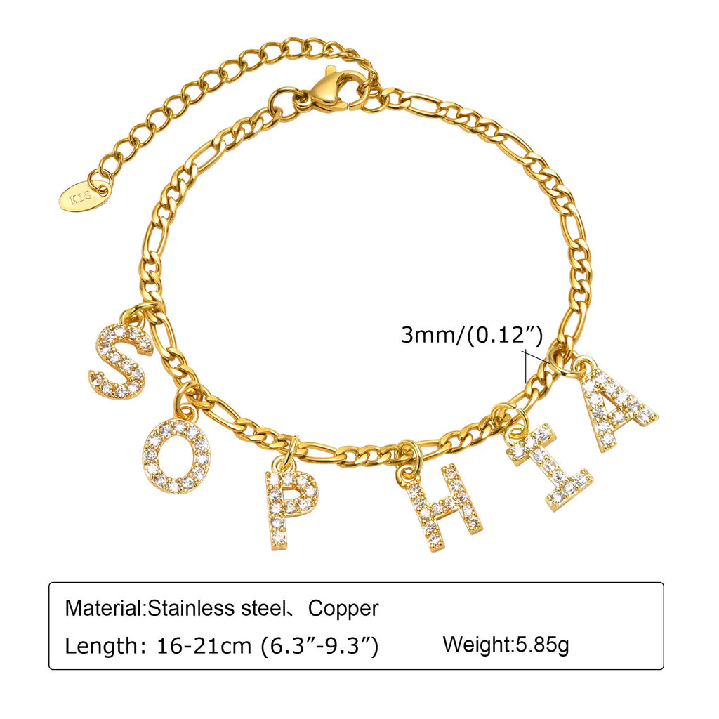 Personalized Initial Letter Bracelet – Pavé Zircon Monogram Personalized Bracelet SPOT