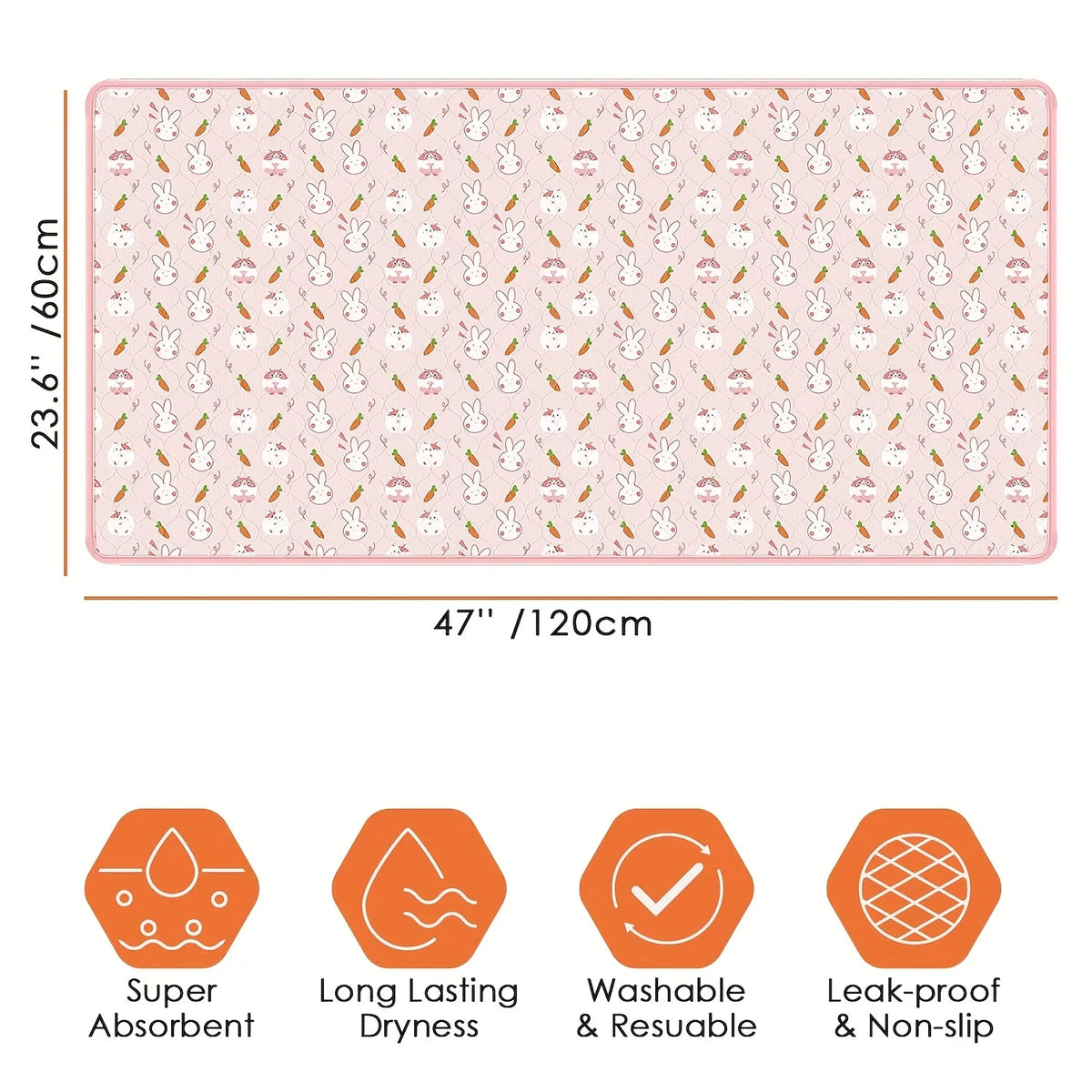 Washable Guinea Pig Absorbent Mat – Quick-Dry Small Pet Liner Small Pet Bedding Mat SPOT Pink-1PCS