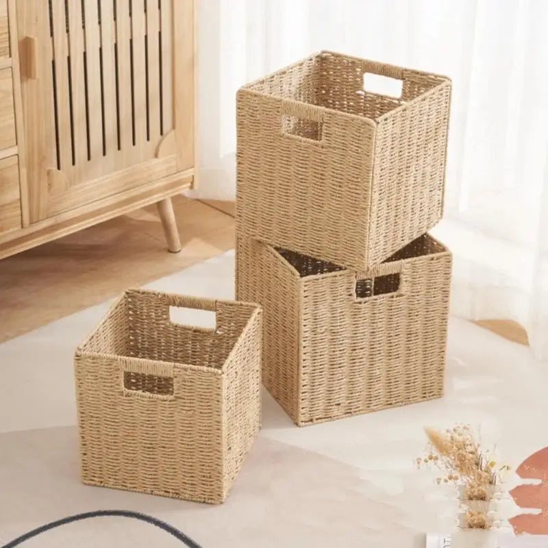 Hand-Woven Rattan Storage Basket – Cube Shelf Organizer Woven Storage Basket SPOT