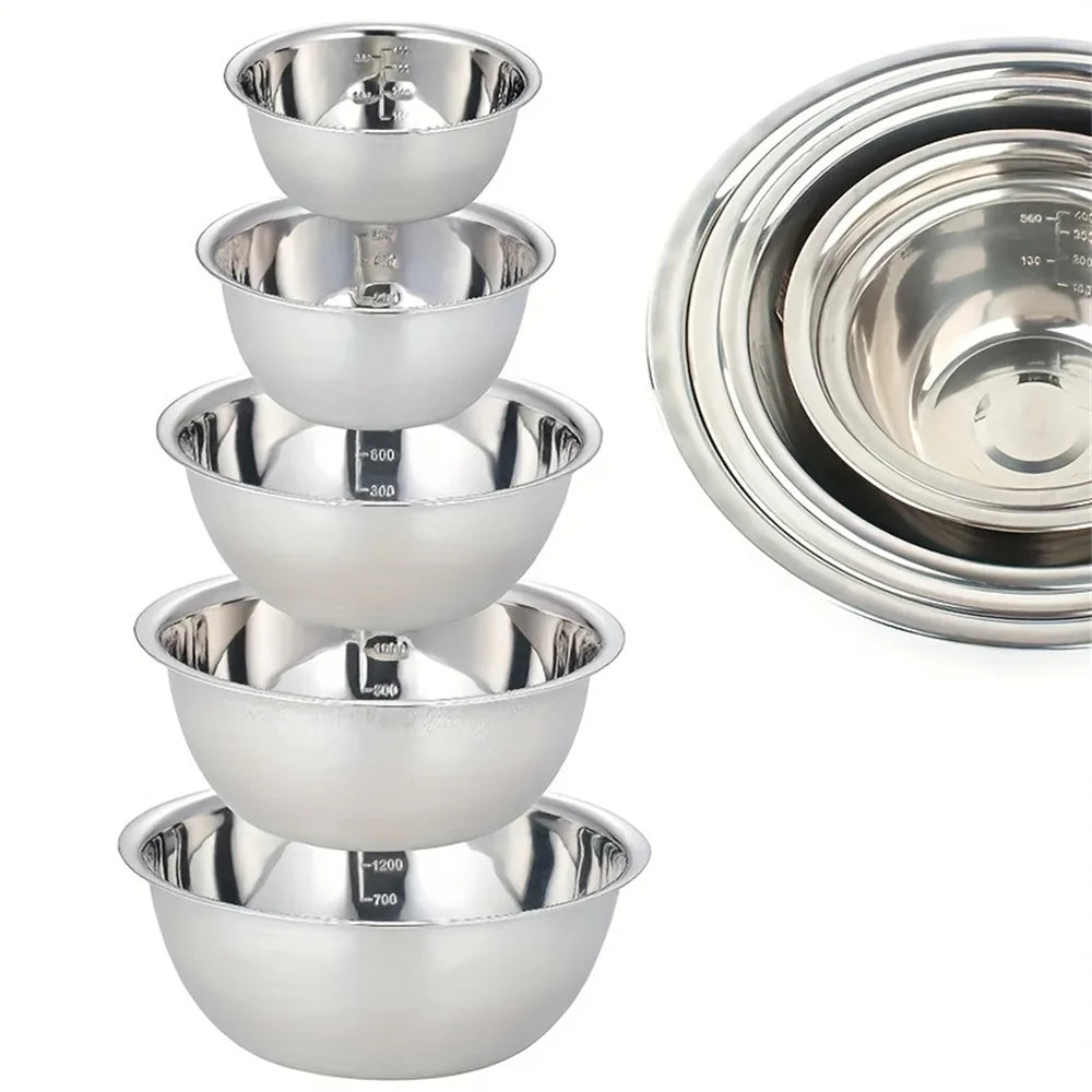 5-Piece Stainless Steel Nesting Mixing Bowl Set | Non-Slip Mixing Bowl Set SPOT