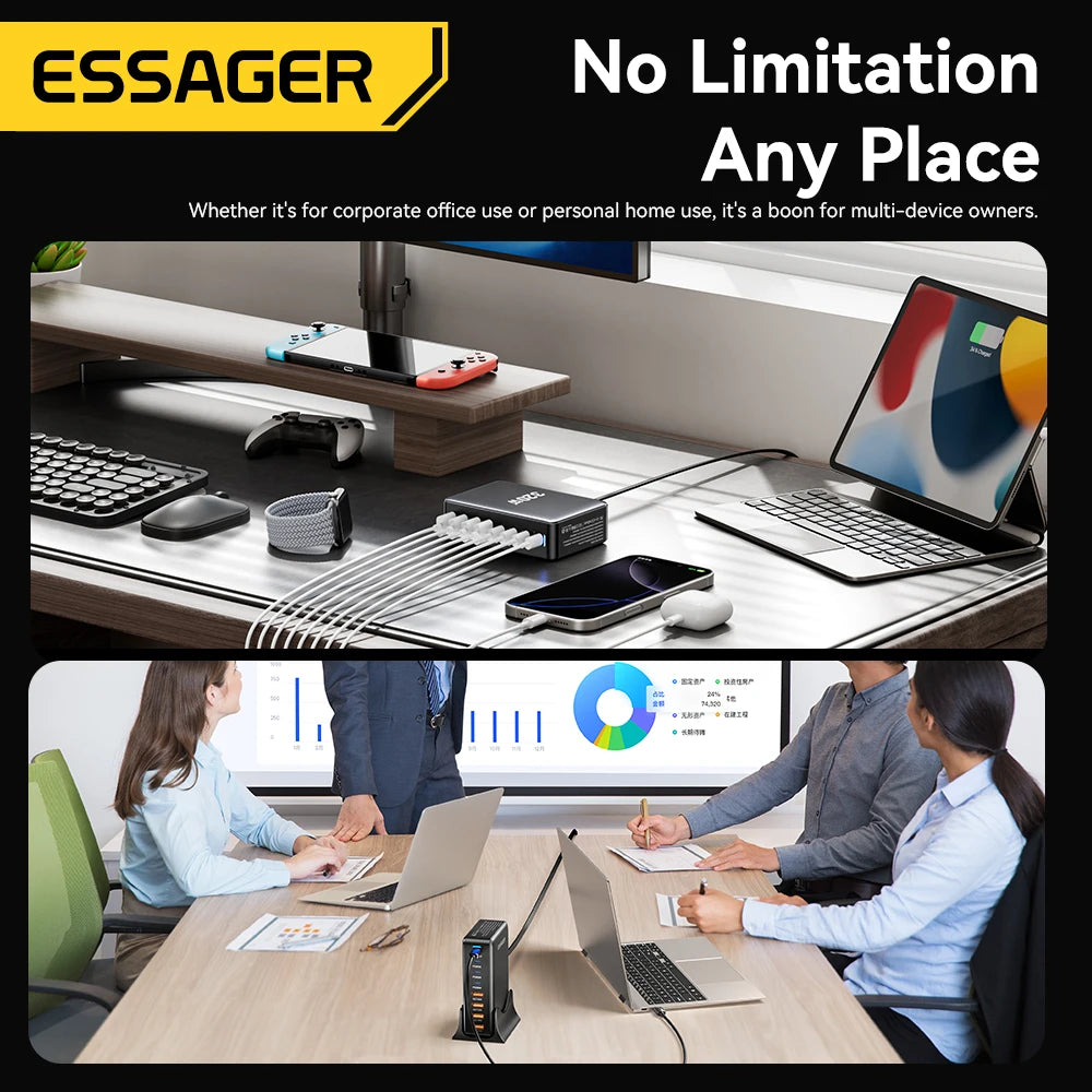 Essager 320W GaN 8-Port Desktop Charging Station USB-C PD 100W GaN Desktop Charger SPOT