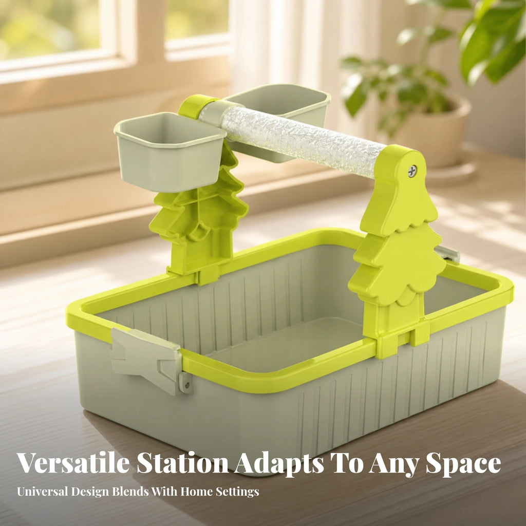 Tabletop Bird Stand with Feeding Cups – Parrot Perch Bird Perch Stand SPOT